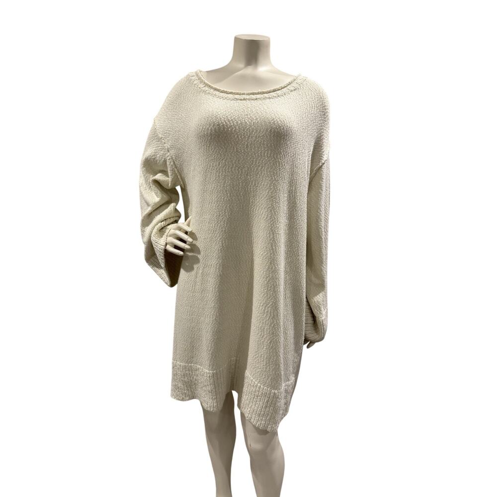 Free People Beach Melanie Sz Large Ivory Cotton Blend Sweater Tunic Dress